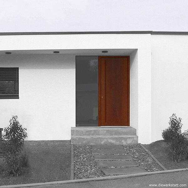 moderne Corten Haustür im Bauhausstil Minimalismus minimalistische Haustür Cortenstahl Rostoptik schöne Haustüren mit Einbau in Luxemburg Trier Köln Bonn Mainz Wiesbaden